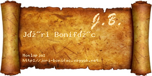 Jóri Bonifác névjegykártya